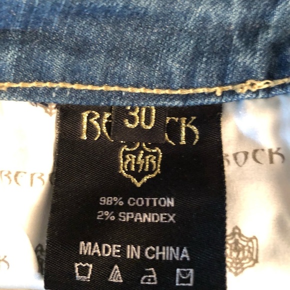 Rerock size 30 blue straight leg jeans with navy sequin detail - Picture 8 of 12